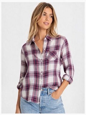 Rails Plaid Button-Front Shirt - Red & White